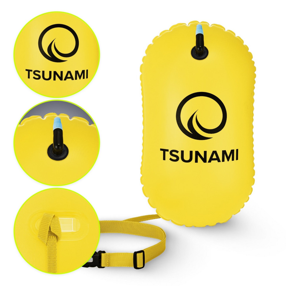 Буй для плавания Basic TSUNAMI P-5907739316806 надувной, Yellow
