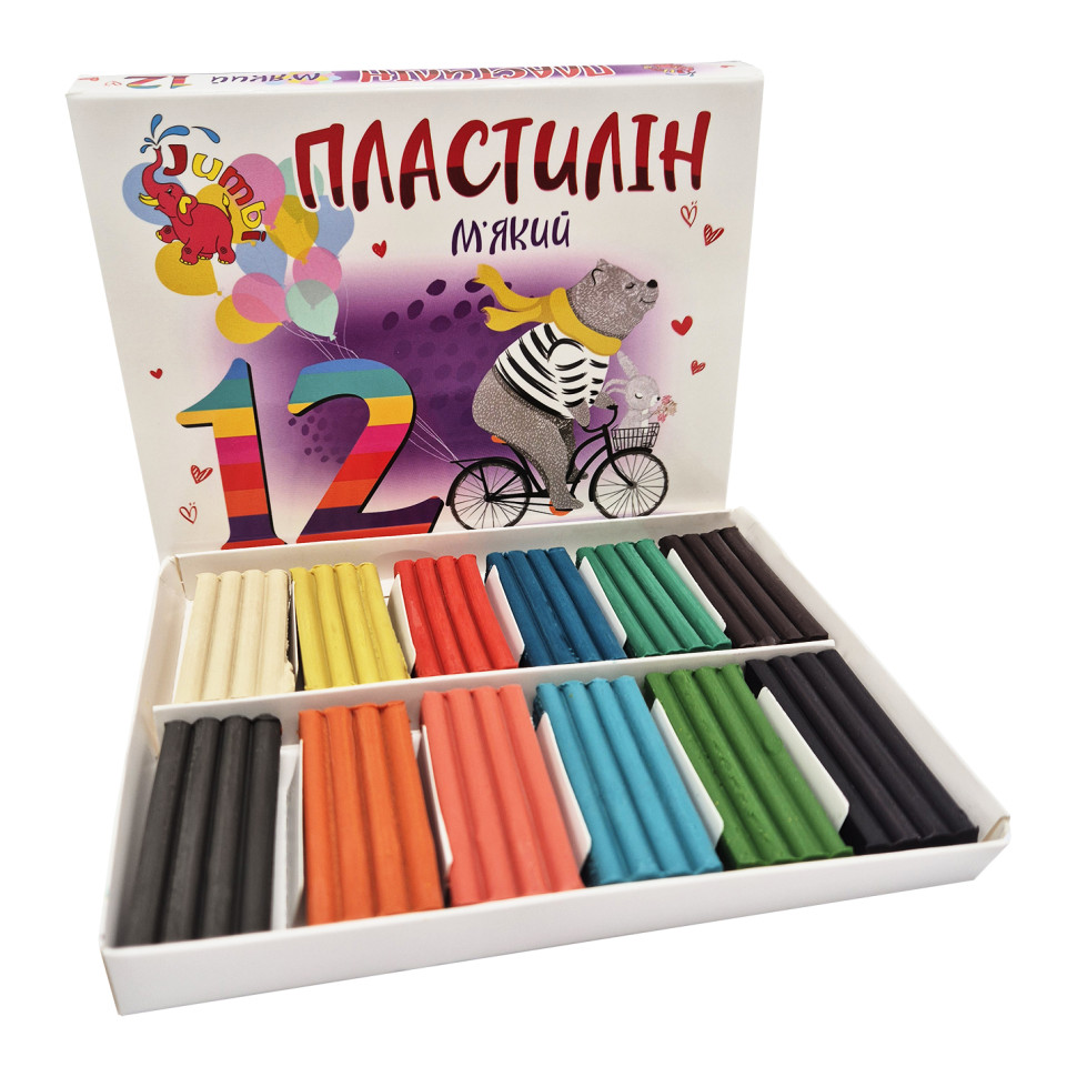  Детский мягкий пластилин Jumbi КТ 230604, 12 цветов