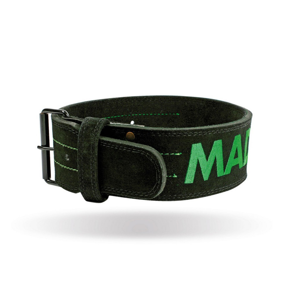 Пояс для важкої атлетики MFB-301 Suede Single Prong MadMax MFB-301_XL, Black/Green, XL