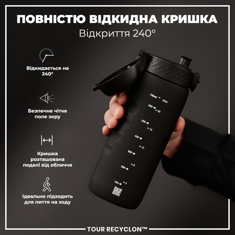 Спортивная бутылка для воды ION8 I8RF750BLK, Black 750 мл