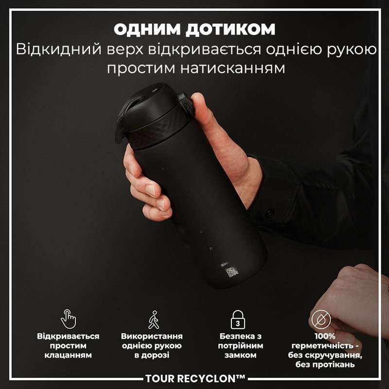 Спортивная бутылка для воды ION8 I8RF750BLK, Black 750 мл