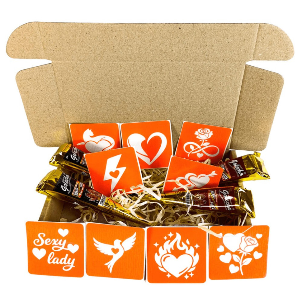 Набір хни з трафаретами для біо-тату №9 Fresh Tattoo henna-set-09, 9 трафаретів