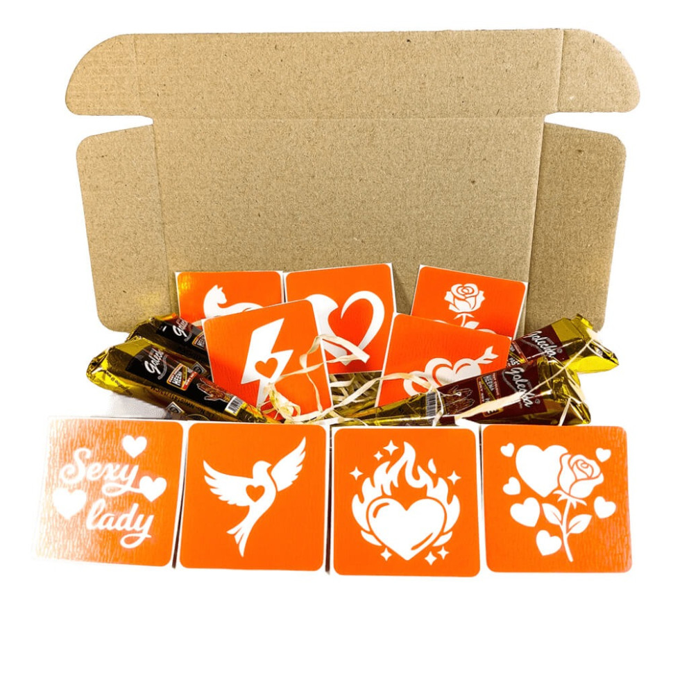 Набір хни з трафаретами для біо-тату №9 Fresh Tattoo henna-set-09, 9 трафаретів