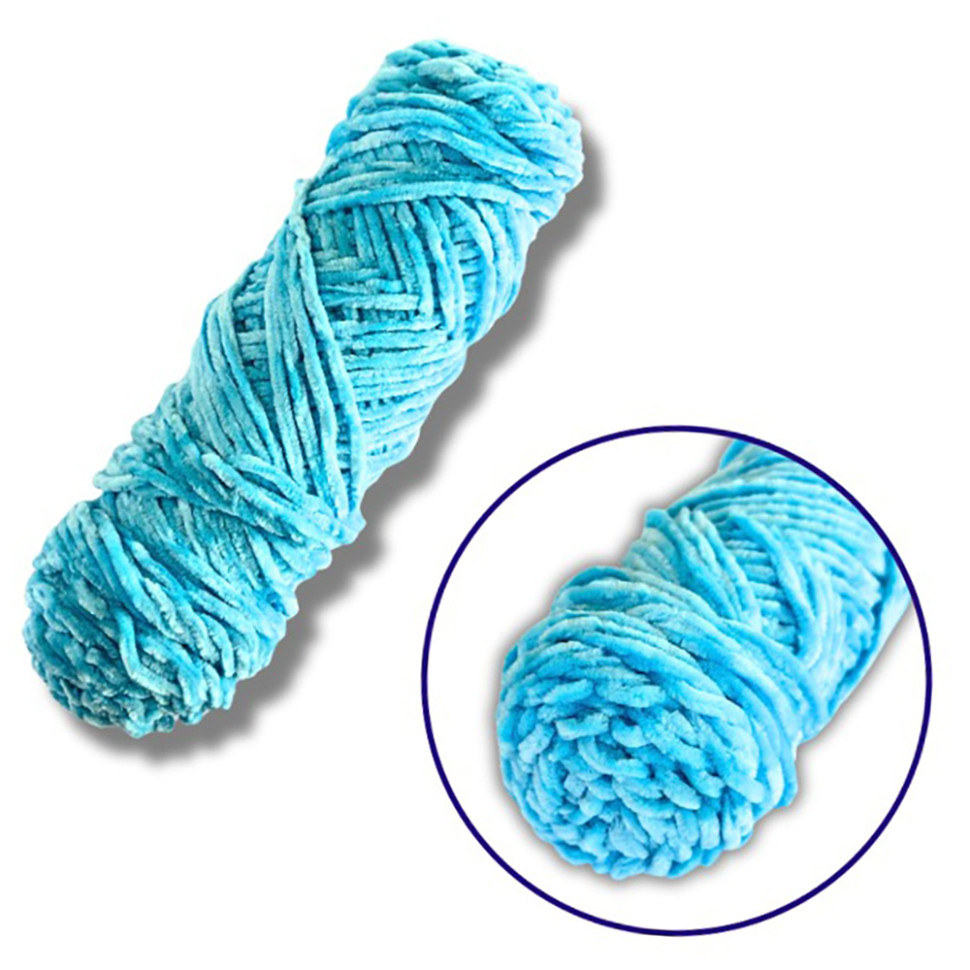 Пряжа плюшева синель Brushme PP113, 100 грам, 100% поліестер, блакитний
