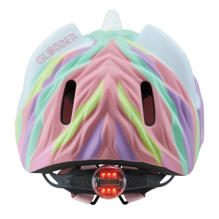 Детский защитный шлем FANTASY GLOBBER 605-110 белый единорог, с фонариком, S/M 49-55см