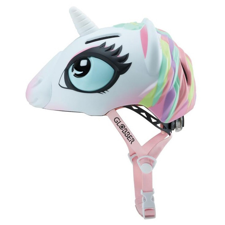 Детский защитный шлем FANTASY GLOBBER 605-110 белый единорог, с фонариком, S/M 49-55см