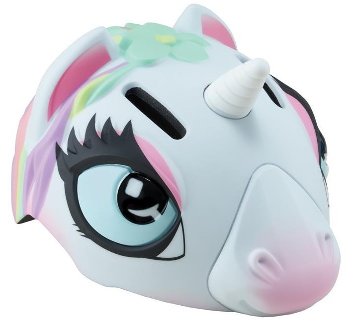 Детский защитный шлем FANTASY GLOBBER 605-110 белый единорог, с фонариком, S/M 49-55см