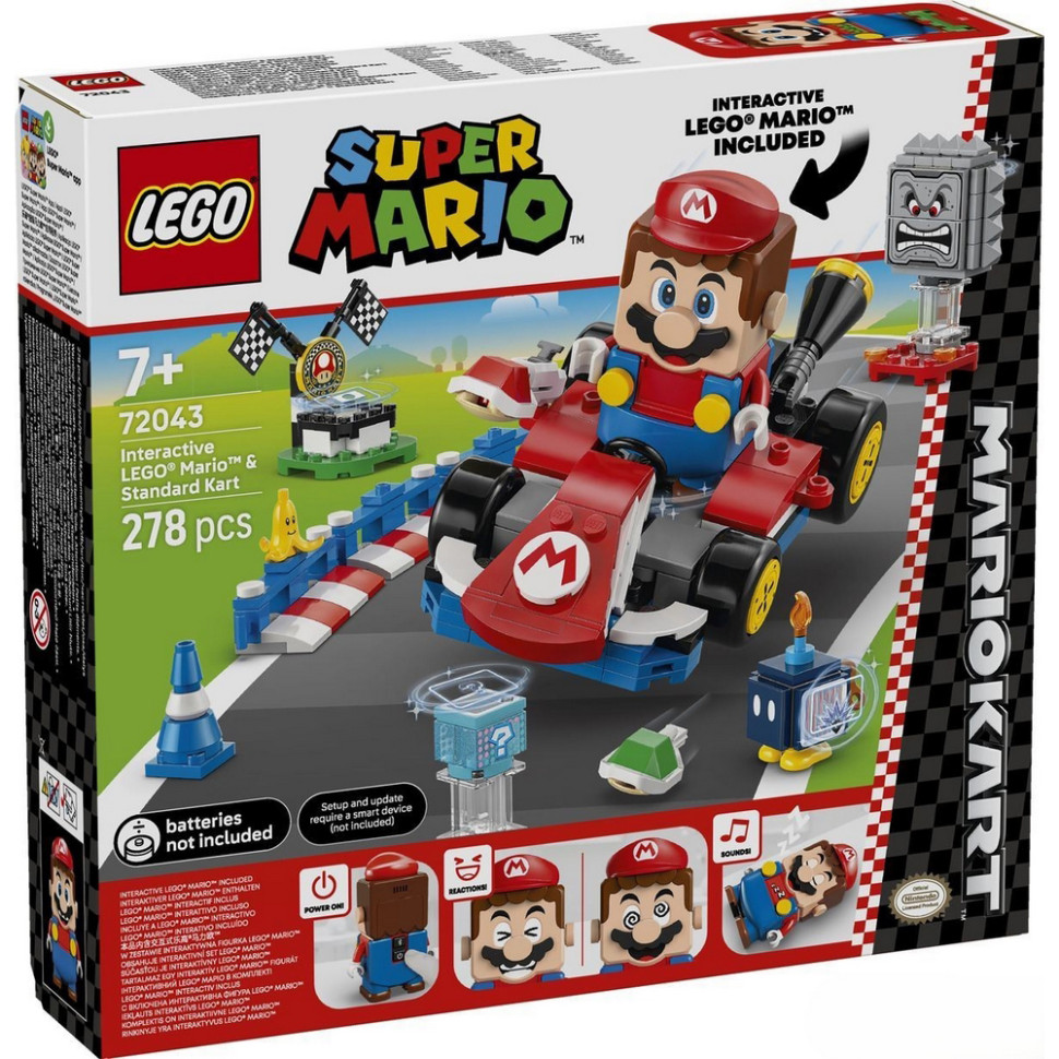 Конструктор Super Mario Mario Kart – Interactive LEGO 72043, 278 деталей
