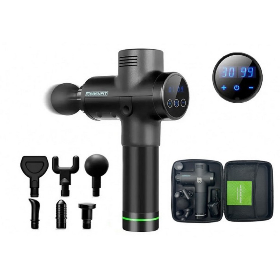 Портативный перкуссионный вибромассажер для тела Percussio EasyFit EF-2073, 6 насадки