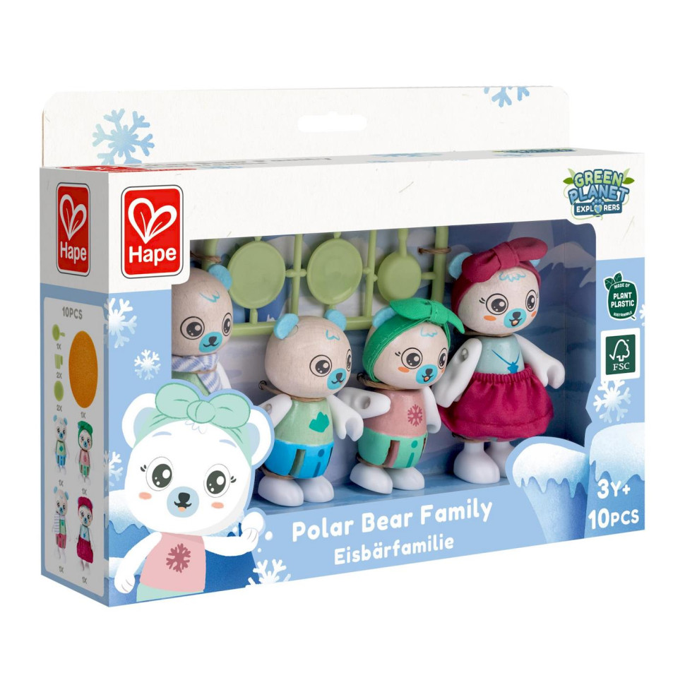 Деревянный игровой набор Семья белых мишек Hape E3529, 4 фигурки