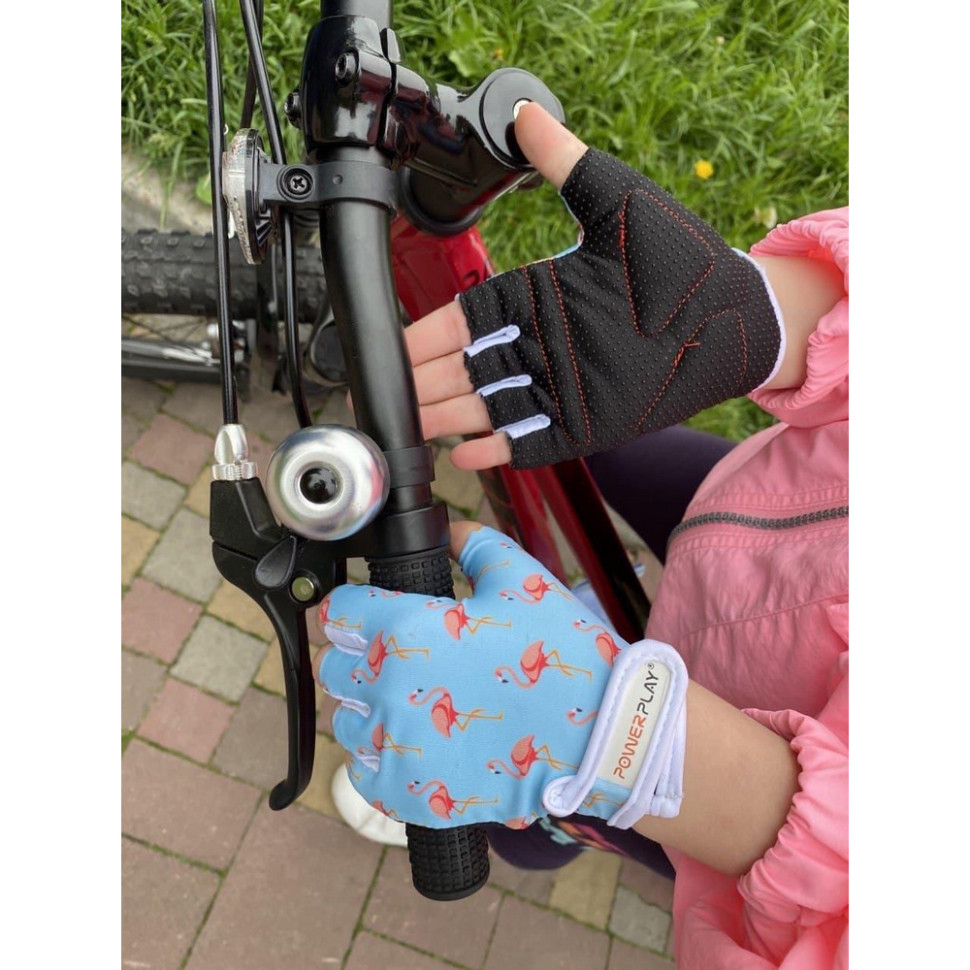 Велорукавички дитячі Фламінго PowerPlay 001_Blue_Flamingo_2XS, Блакитні 2XS 