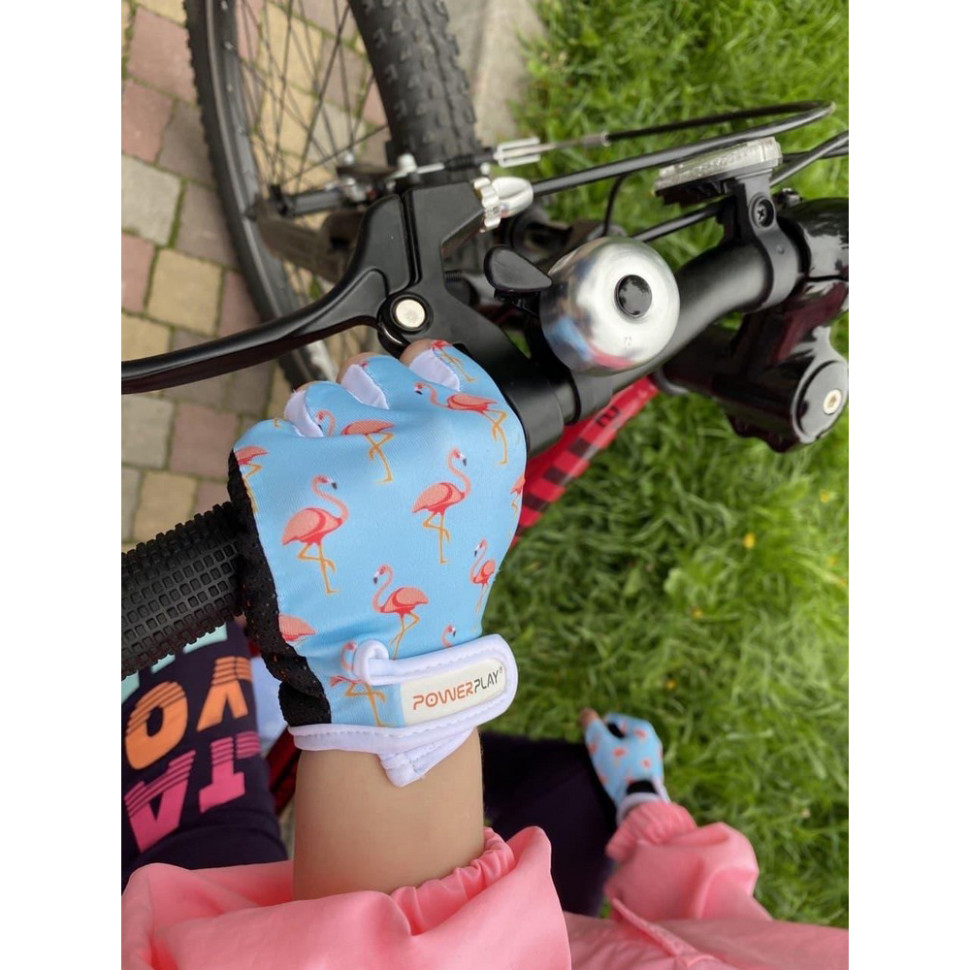 Велорукавички дитячі Фламінго PowerPlay 001_Blue_Flamingo_2XS, Блакитні 2XS 