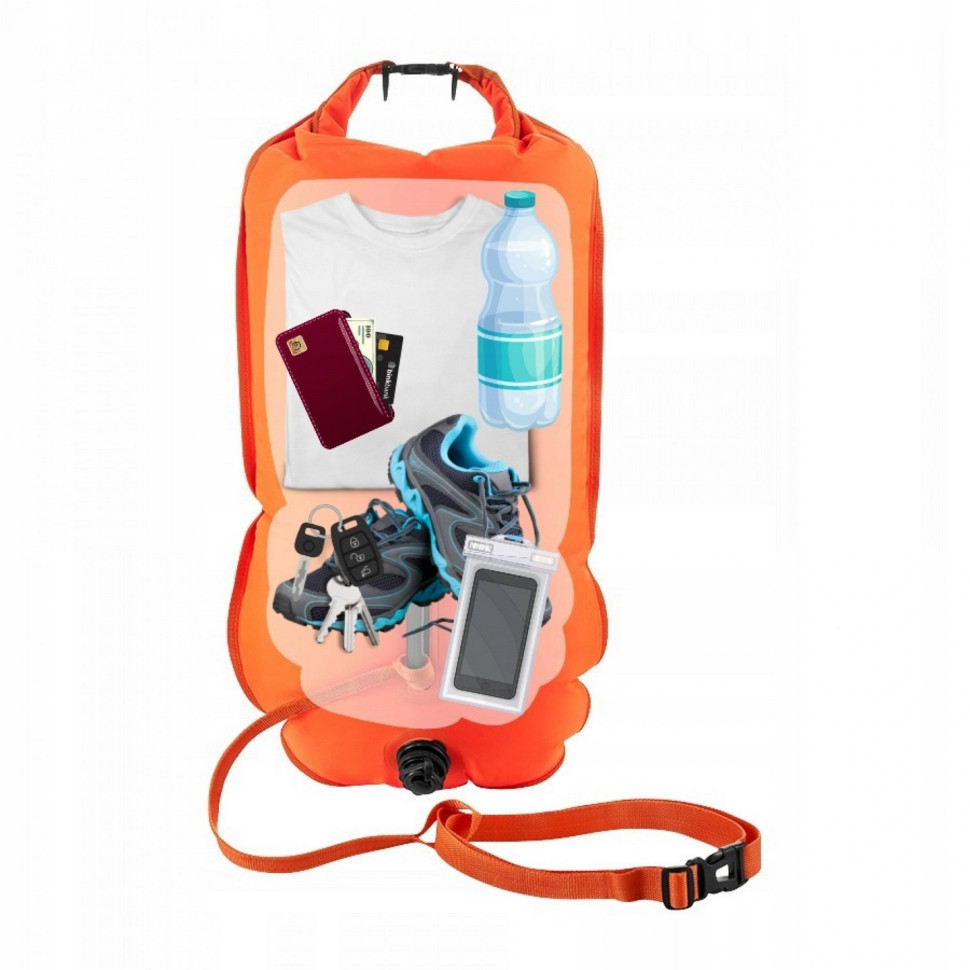 Буй для плавания 3 в 1 Pro TSUNAMI P-5907739314048 надувной, Orange 35 л