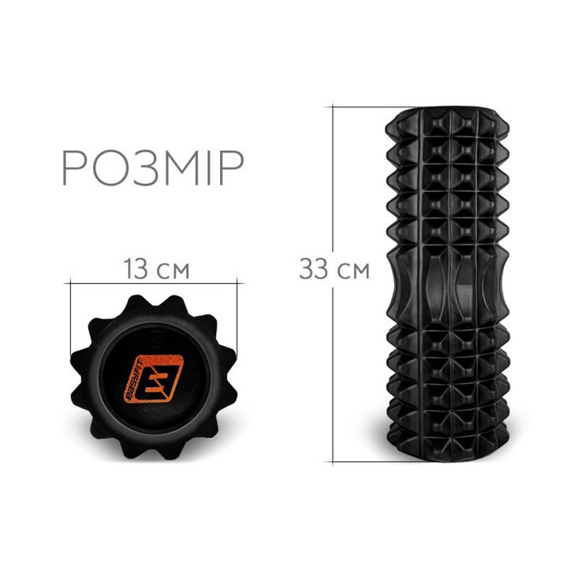Массажный ролик Solid Roller v.1.2s EasyFit EF-2052-BK 33 х 13 см, черный