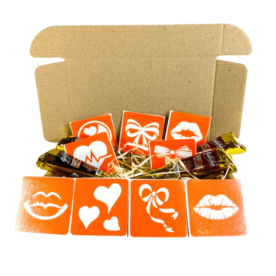 Набір хни з трафаретами для біо-тату №10 Fresh Tattoo henna-set-10, 9 трафаретів