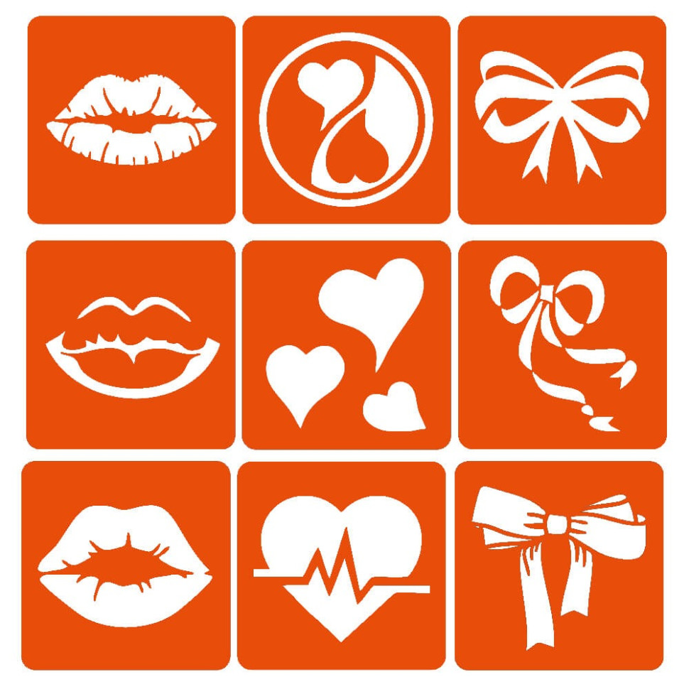 Набір хни з трафаретами для біо-тату №10 Fresh Tattoo henna-set-10, 9 трафаретів