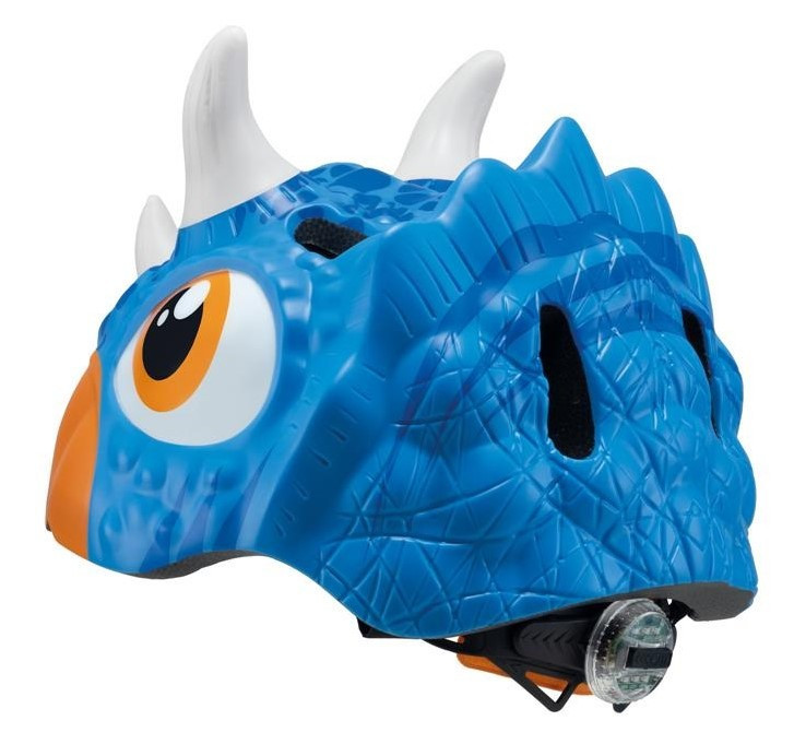 Детский защитный шлем FANTASY GLOBBER 605-100 трицератоп, с фонариком, S/M 49-55см