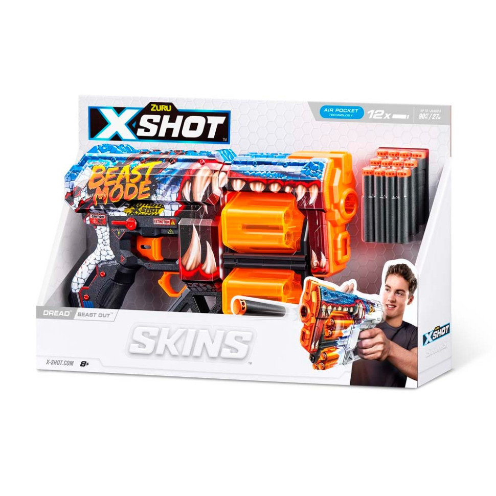 Швидкострільний бластер Skins Dread Beast Out X-Shot Zuru 36517P 12 патронів