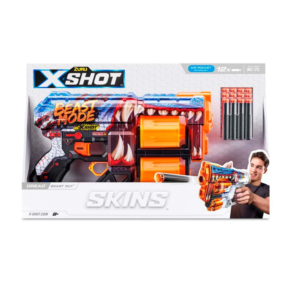 Швидкострільний бластер Skins Dread Beast Out X-Shot Zuru 36517P 12 патронів