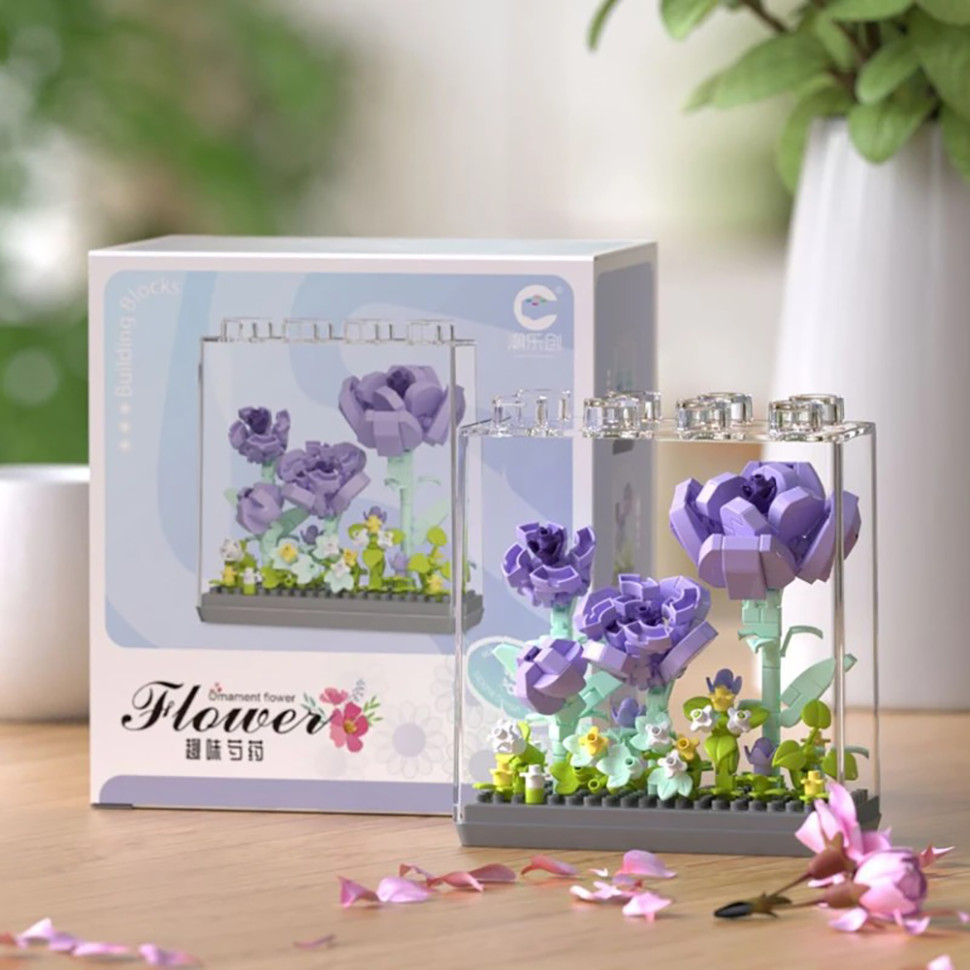 Детский Конструктор Ornament Flower Bambi 7378 в колбе, 308 деталей