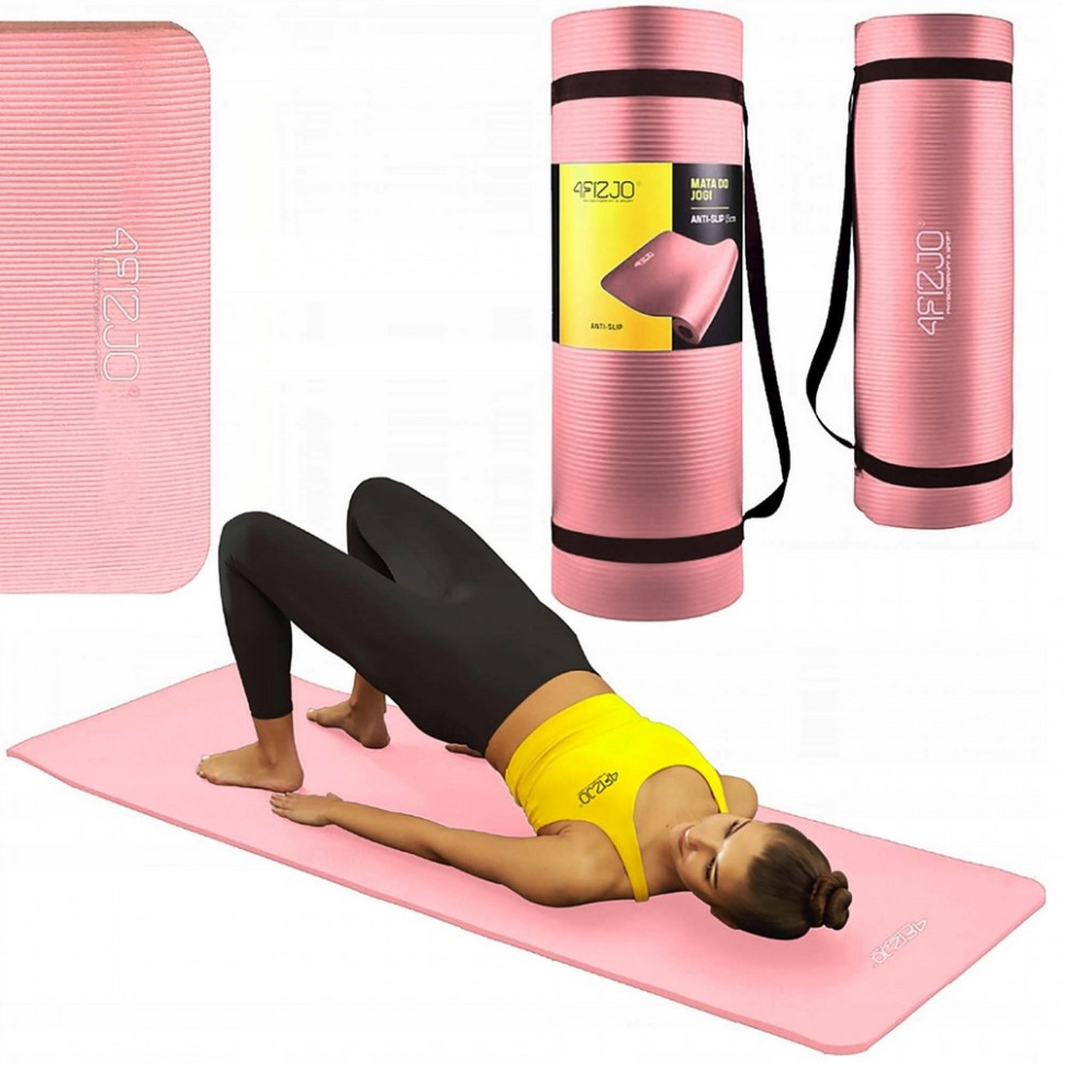 Килимок для йоги та фітнесу 4FIZJO 4FJ0370 Pink, NBR 180 x 60 x 1.5 см