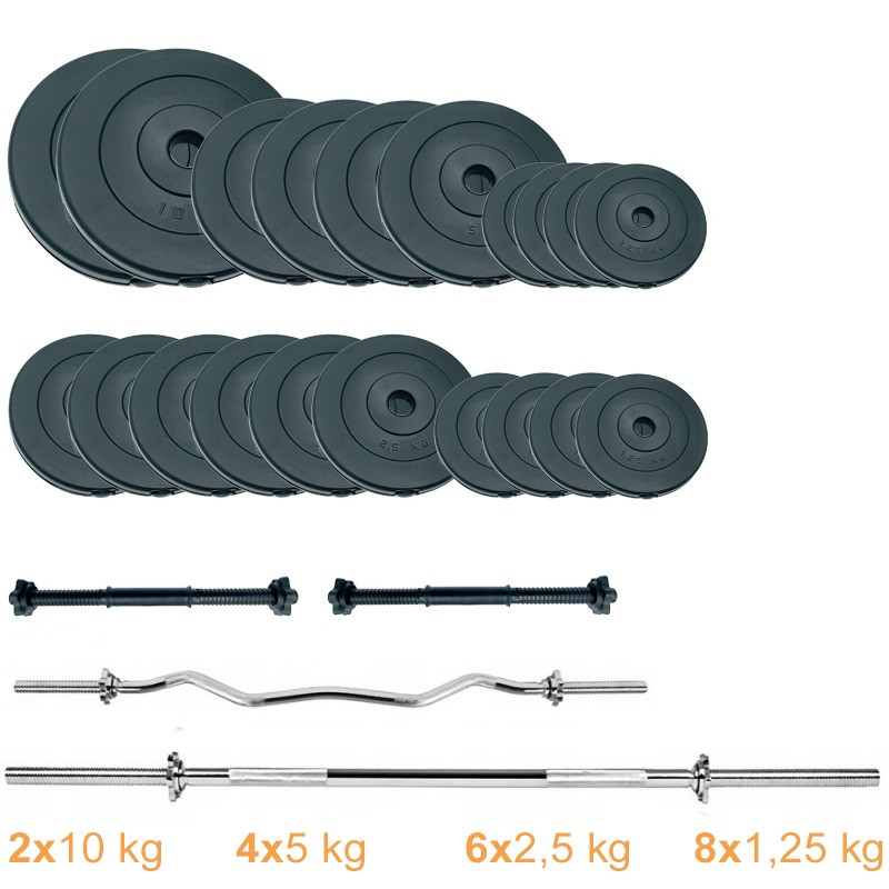 Набір штанг + гантелі Gym Set 2 Rock Pro Newt NE-PL-SET2-80, 80 кг