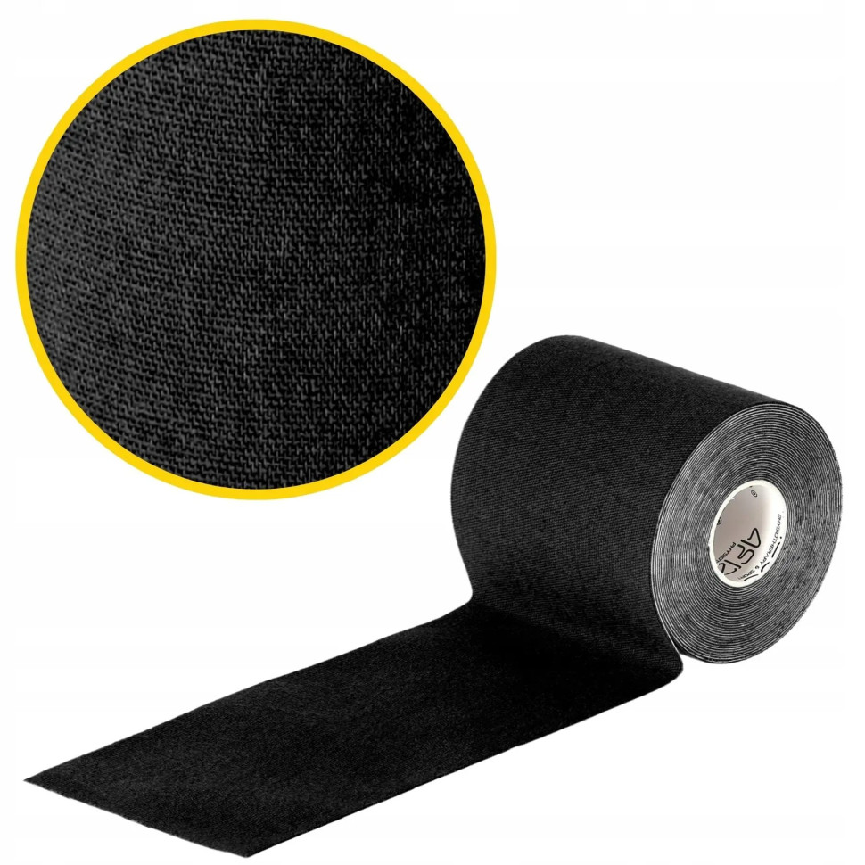 Стрічка кінезіологічна (кінезіо тейп) 4FIZJO 4FJ0546 Black 7.5 см 5 м