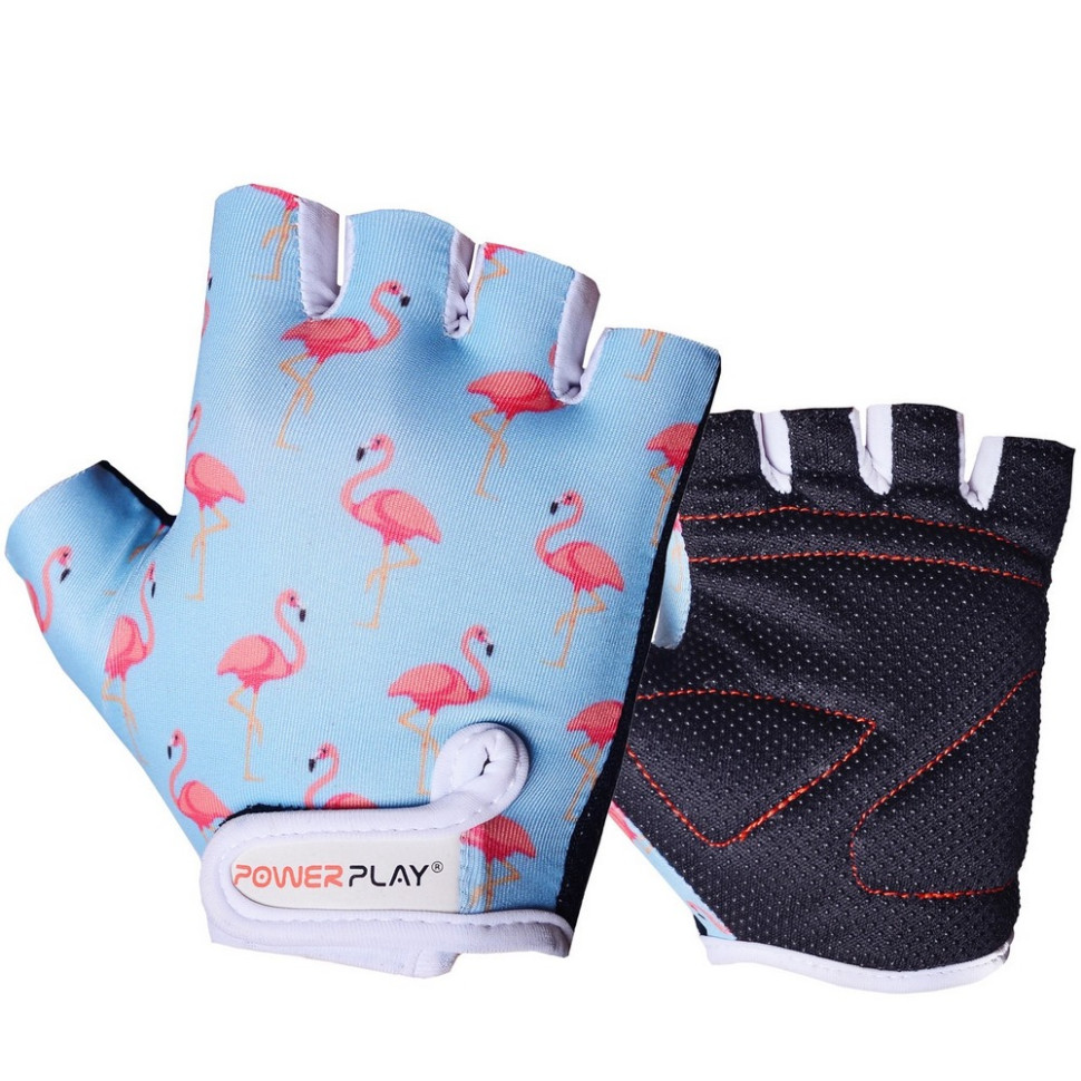 Велоперчатки детские Фламинго PowerPlay 001_Blue_Flamingo_S, Голубые, S 