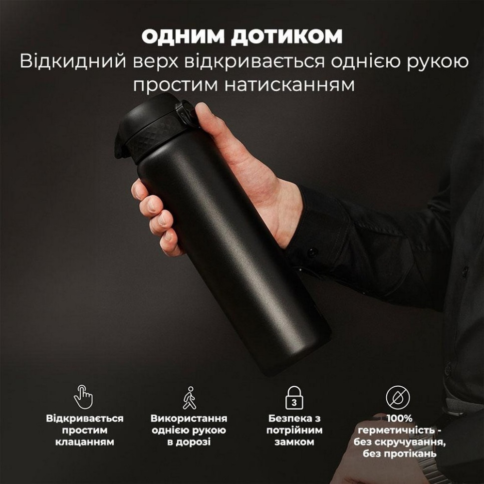 Пляшка для води вакуумна Vacuum Insulated ION8 I8TS1000BLK 920 мл, Black