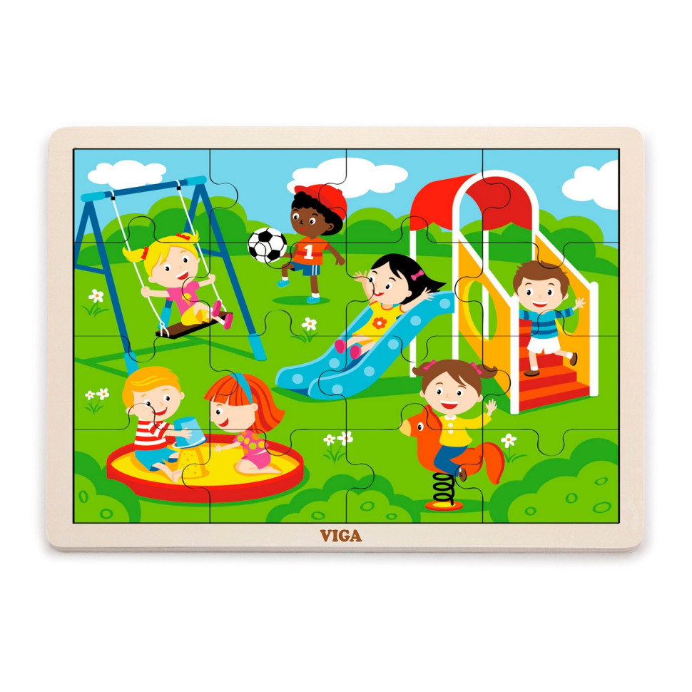 Дерев'яний пазл Парк розваг Viga Toys 51454, 16 елементів