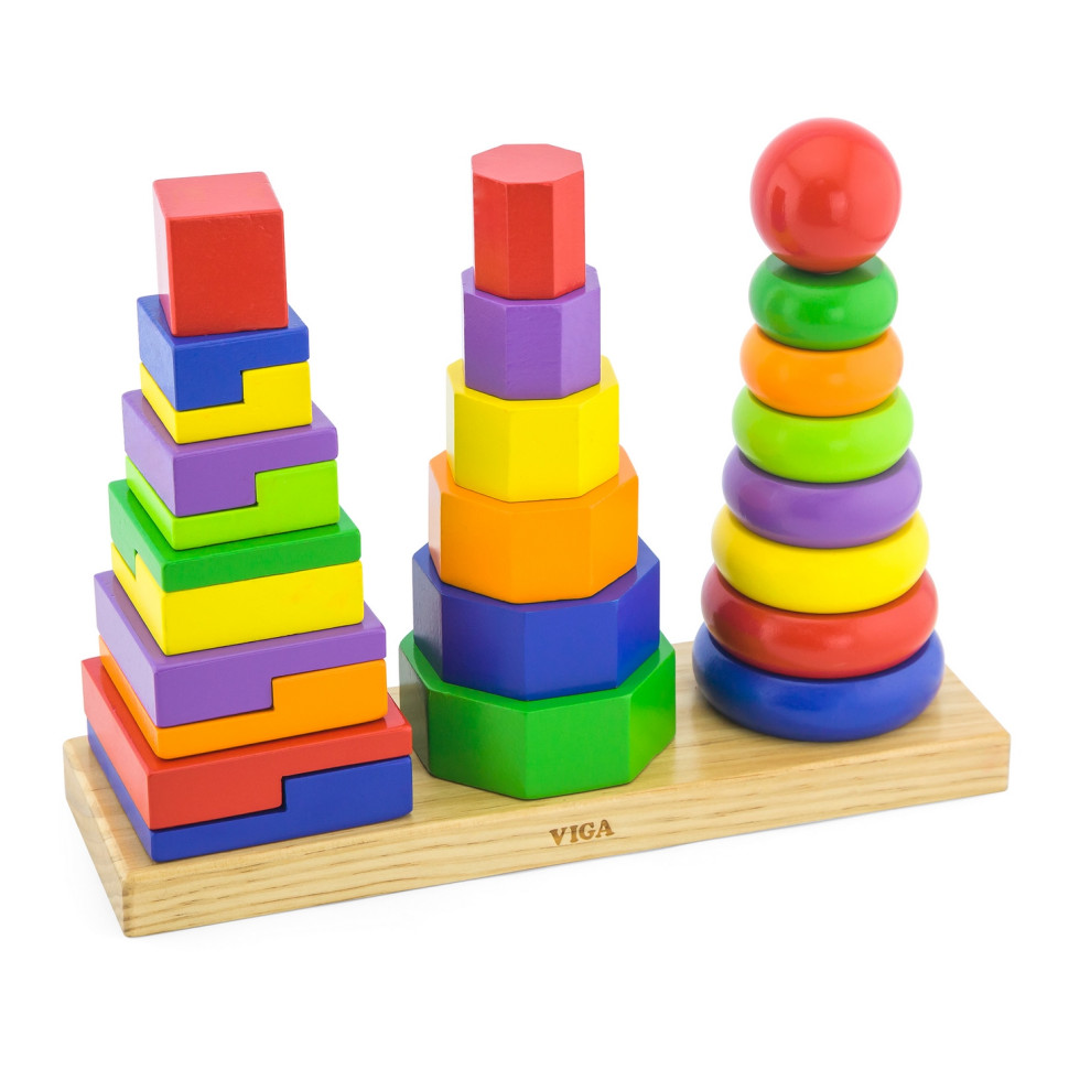Набір дерев'яних пірамідок Viga Toys 50567 три фігури