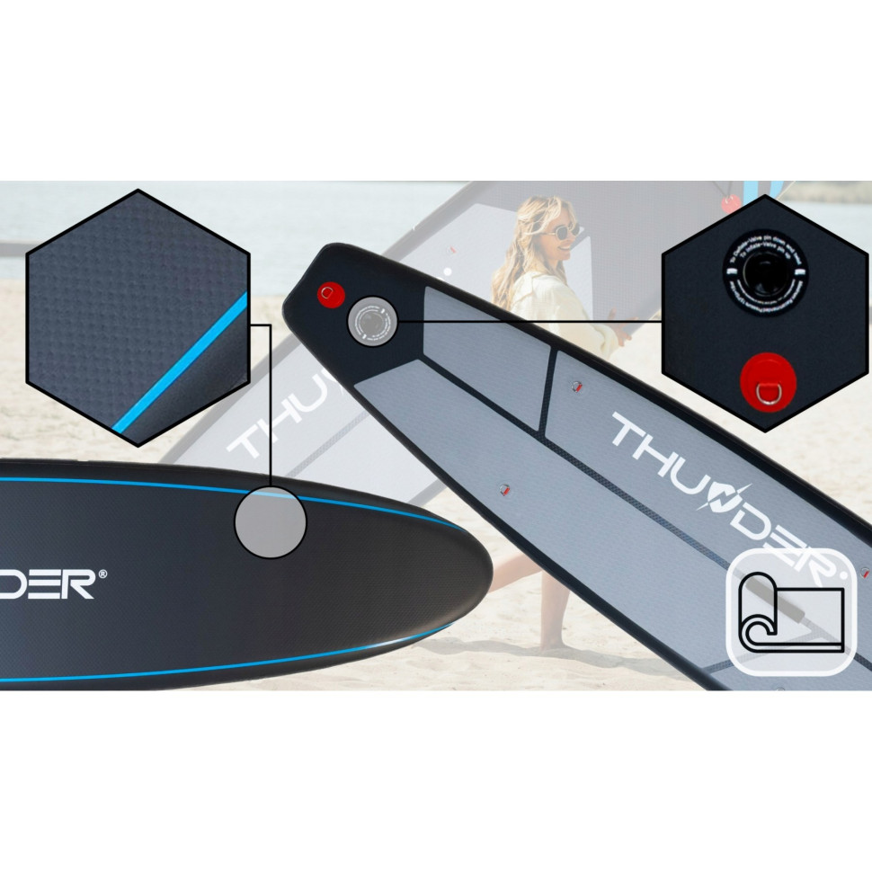 Надувная SUP доска Steel Thunder SUP-STEEL-BLUE з веслом Blue 365 см 