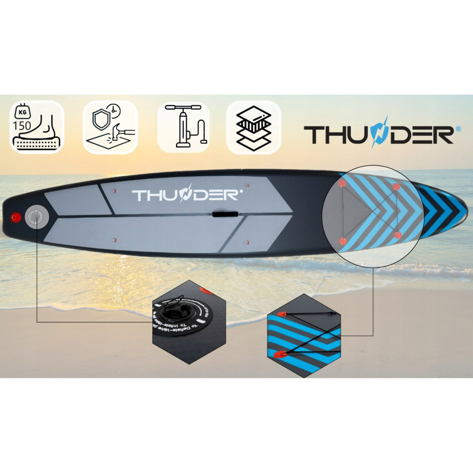 Надувная SUP доска Steel Thunder SUP-STEEL-BLUE з веслом Blue 365 см 