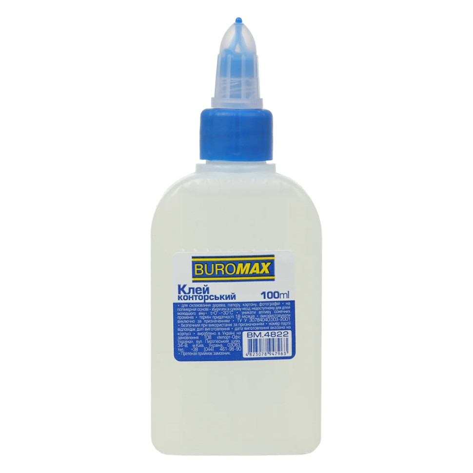 Клей канцелярский BUROMAX BM.4822 колпачок-дозатор 100 мл                                                     