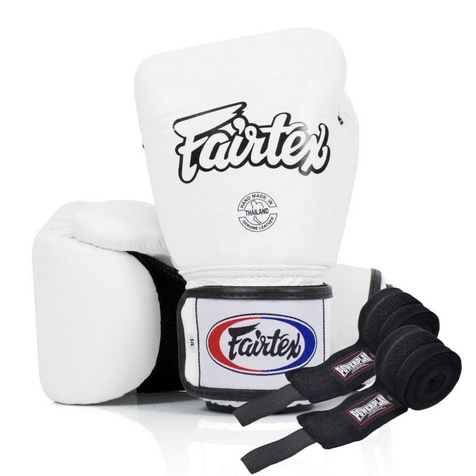 Боксерские перчатки BGV1 Fairtex BGV1_14oz_White 14 унций (бинты в комплекте)