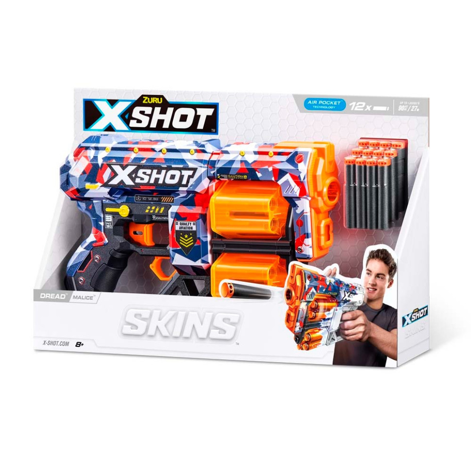 Швидкострільний бластер Skins Dread Malice X-Shot Zuru 36517Q 12 патронів