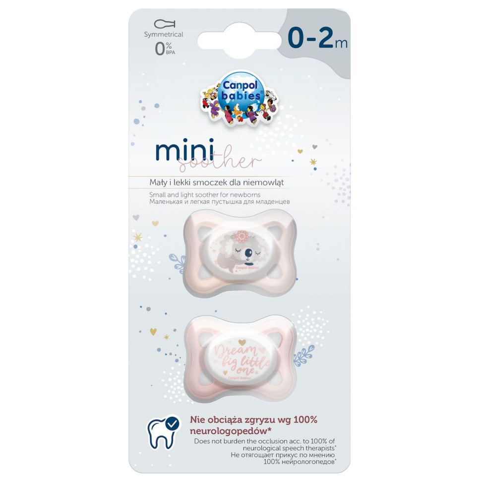 Пустышка силиконовая симметричная Mini Canpol babies 23/910_pin 0-2 месяца