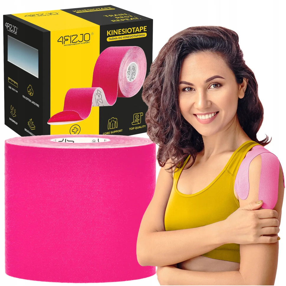 Лента кинезиологическая (кинезио тейп) 4FIZJO 4FJ0547 Pink 7.5 см 5 м