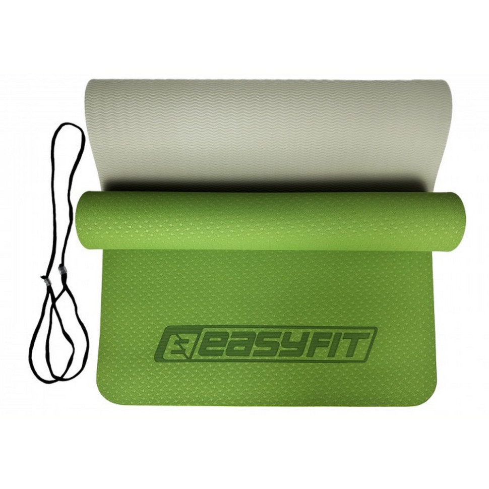 Килимок для йоги та фітнесу EasyFit EF-1924-GNGY, TPE+TC 6 мм, двошаровий зелений-сірий