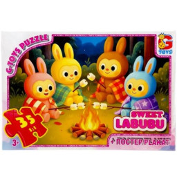 Детский пазл "Веселые Лабубу" G-Toys LAB41 постер, 35 элементов