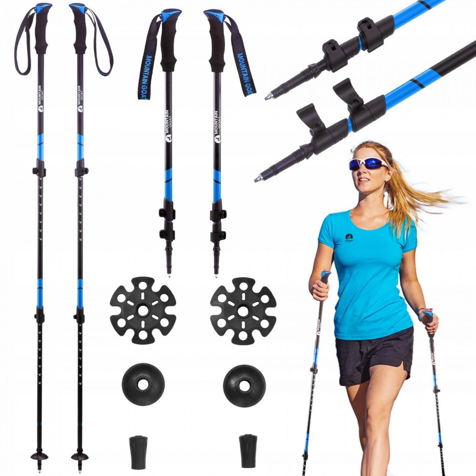 Треккинговые палки Goat Peak+ Mountain MG0005, 60-135 см, Black/Blue