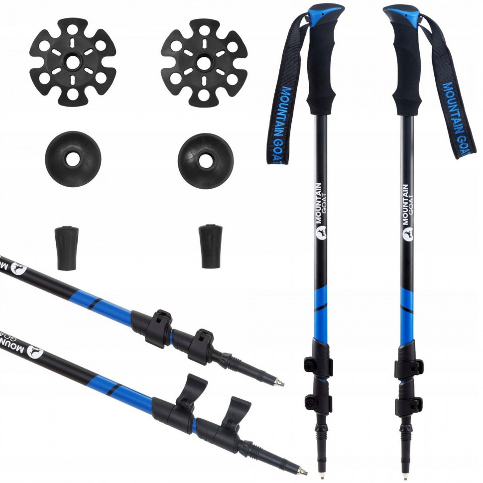 Треккинговые палки Goat Peak+ Mountain MG0005, 60-135 см, Black/Blue