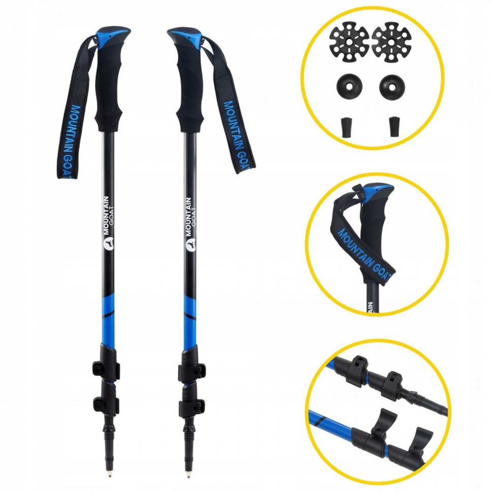 Треккинговые палки Goat Peak+ Mountain MG0005, 60-135 см, Black/Blue