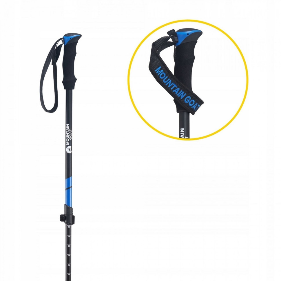Треккинговые палки Goat Peak+ Mountain MG0005, 60-135 см, Black/Blue