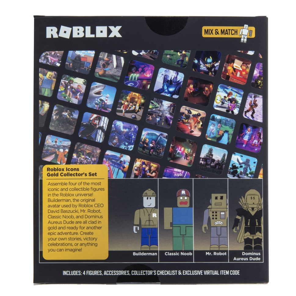 Игровой набор Four Figure Pack Roblox Icons - 15th Anniversary Gold Collector’s Set, 4 фигурки и аксессуары ROB0527