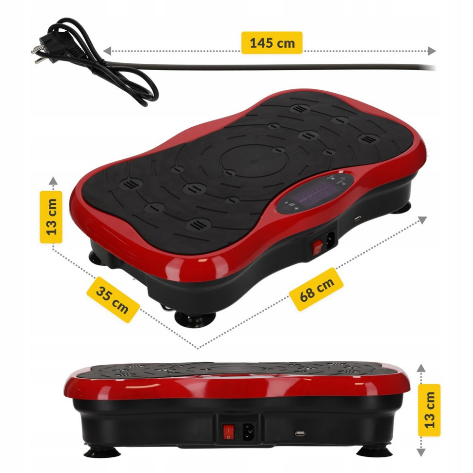 Віброплатформа для тренувань Ultra+ 4FIZJO P-5905973401531 з пультом і еспандерами, Black/Red