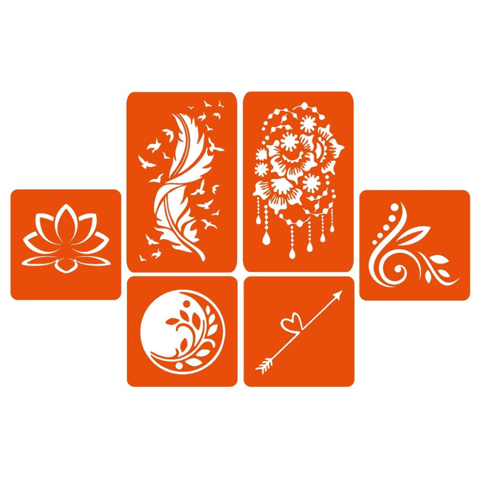 Набір кольорової хни з трафаретами для біо-тату №3 v2 Fresh Tattoo color-henna-set-03 v2