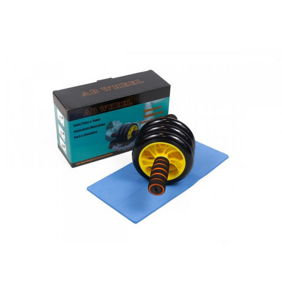 Ролик для преса з килимком EasyFit MS 0873-Y, Жовтий 3 колеса