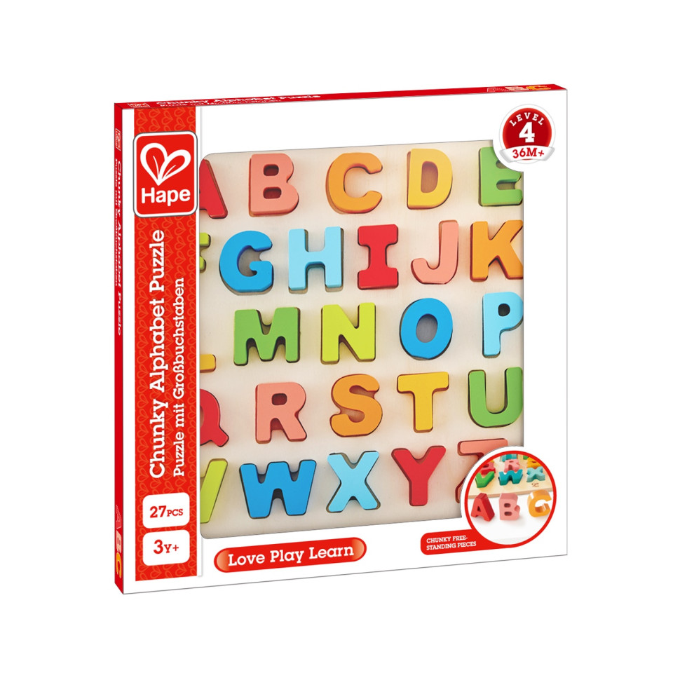 Деревянный пазл Английский алфавит Hape E1551 разноцветный