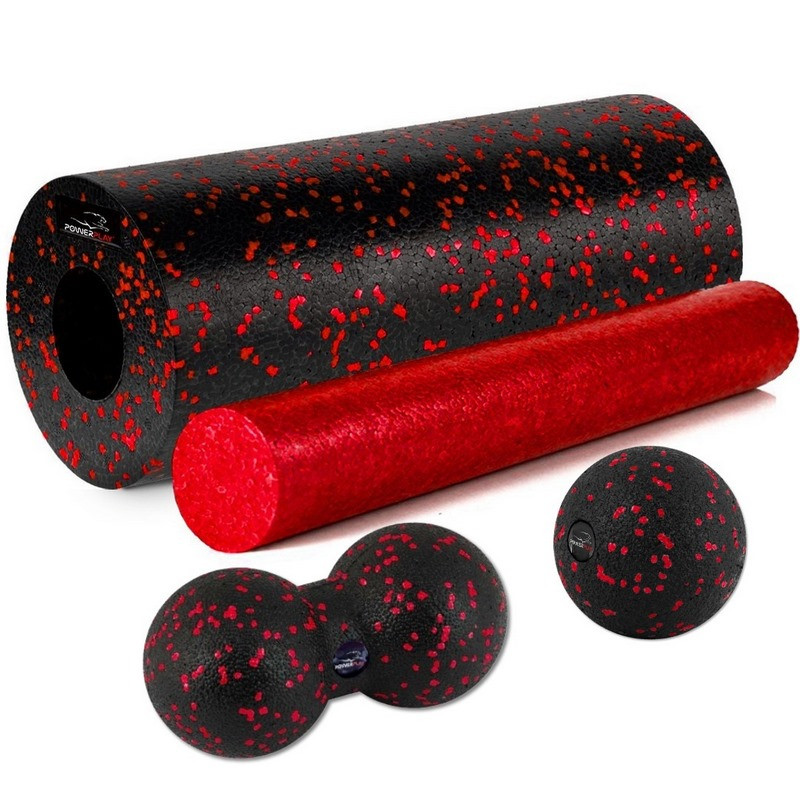 Масажний набір PP_4015 EPP Foam Roller Set 4in1 PowerPlay PP_4015_Red (2 ролики + 2 м'ячі)